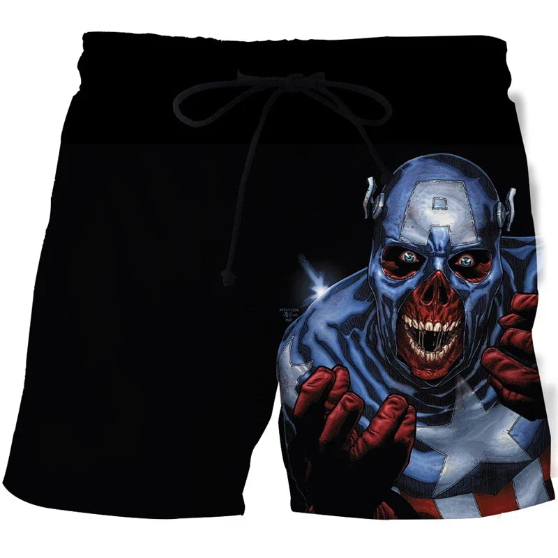 Hot Sale Skull Horror 3D Printe Beach Short Men's Shorts Anime Pants Quick-drying Street Clothing Black Short Casual short homme