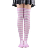 Women's Thigh High Over The Knee Socks For Girls Black White Striped Stockings Long Slouch Socken Kawaii Knit Leg Warmers Soks