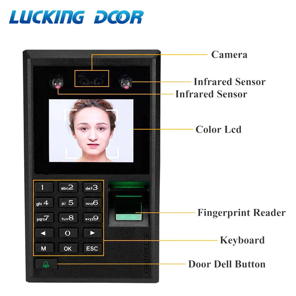 2.8 inch TFT  Biometric Face Door USB Password Keypad Fingerprint Access Control System