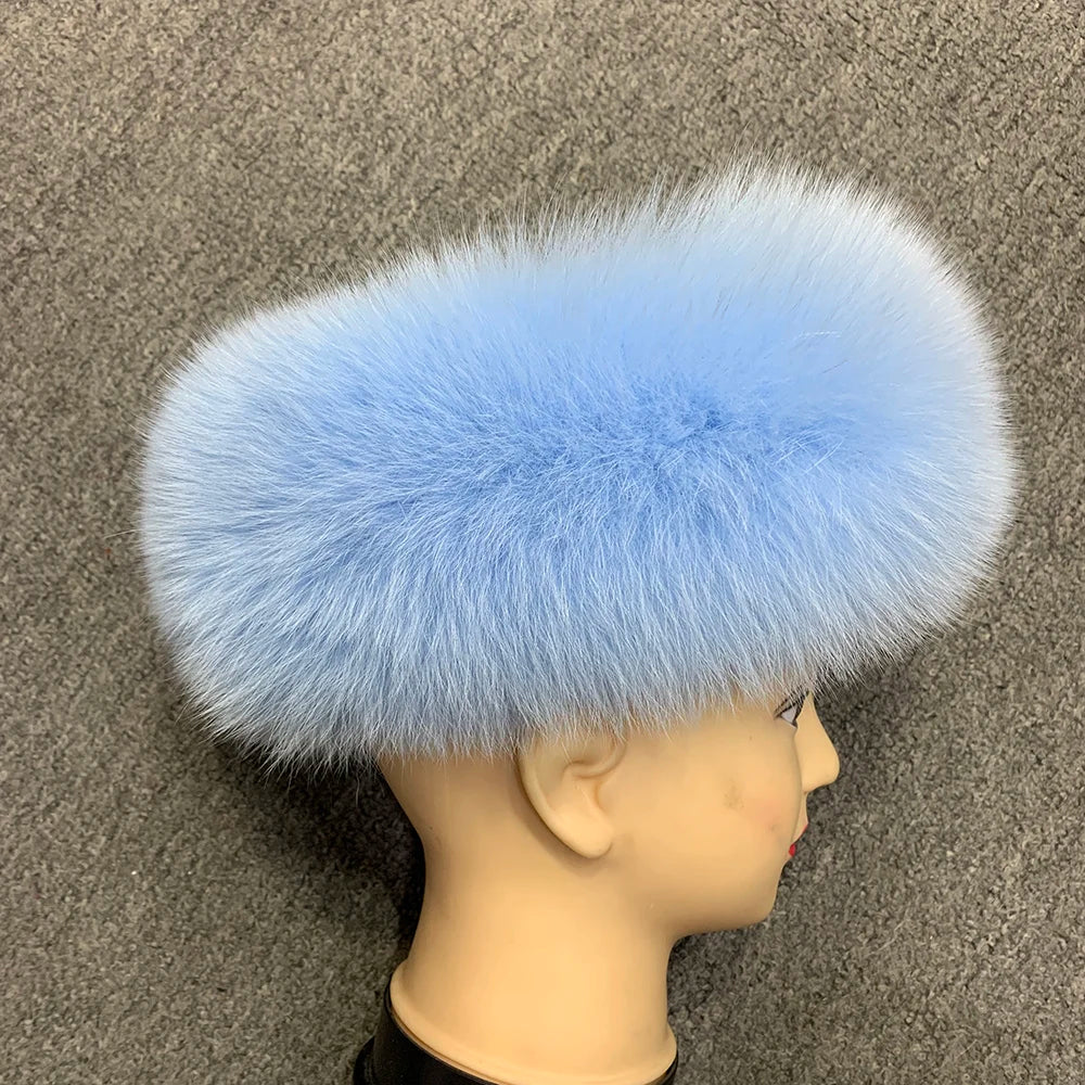 Winter Fashion Elastic Headband Fox Fur Headwear Racccoon Fur Women's Fluffy Real Fur Band S8300