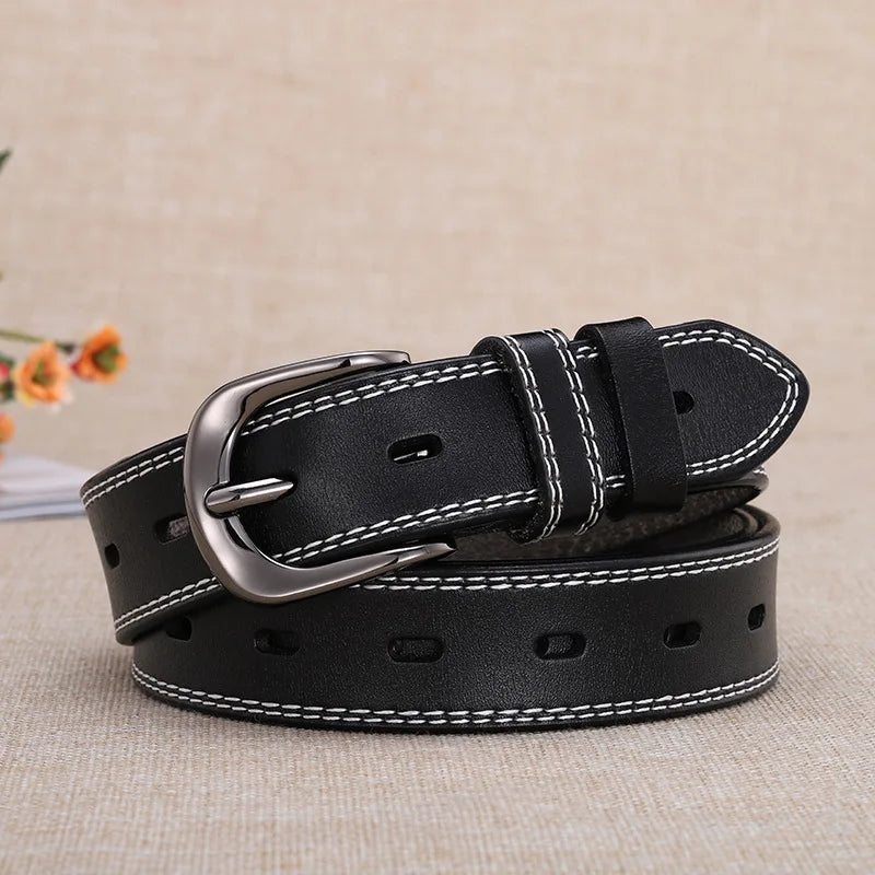 Women Genuine Leather Belt for Female Strap Casual All-match Ladies Adjustable Belts Designer High Quality QJ CINGA Brand