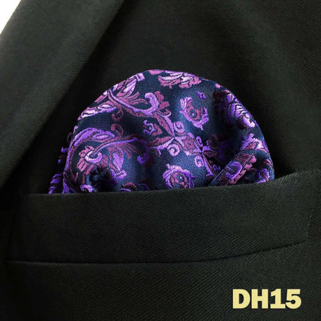 Blue Floral Paisley Mens Pocket Square Classic Silk Purple Hanky Business Fashion Handkerchief Wedding