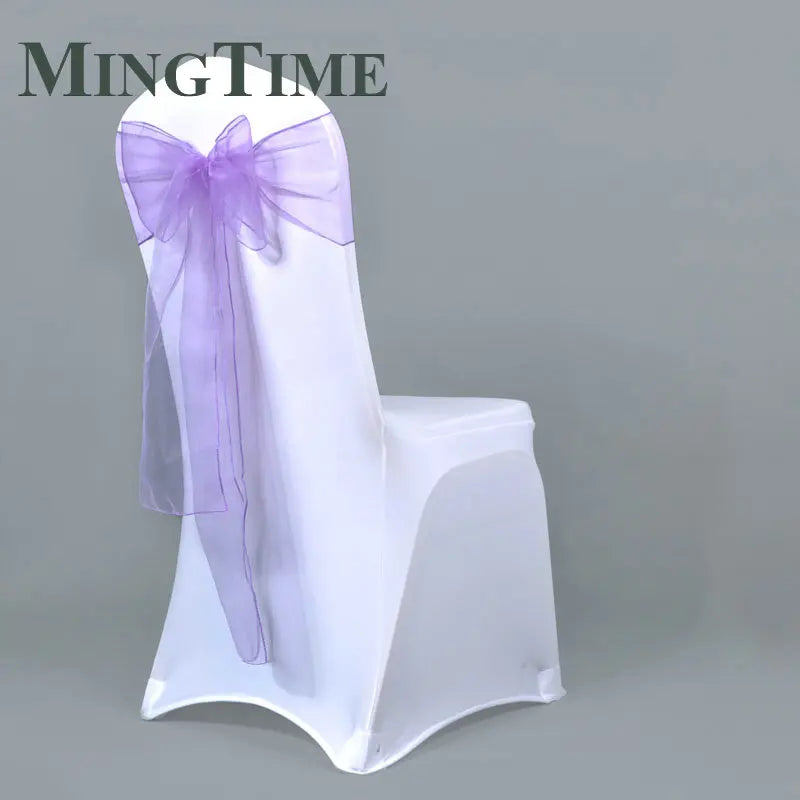 25pcs 275cm Sheer Organza Chair Sashes Band Ribbon Belt Bow Cover Rustic Wedding Party Birthday Banquet Ceremony Decoration