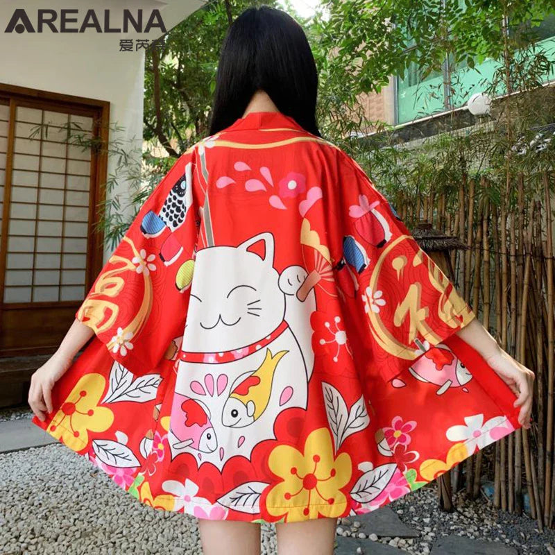 Japanese Kimono Traditional Clothing Crane Carp Anime Kimono Dress Shirts Women Samurai Haori Hombre Yukata Man Cardigan Shirt