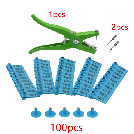 Ear Tag Sheep Marker Applicator 001-100 Ear Tags For Goat Ldentification Kit Ear Tagger With 2 Pcs Pins Ear Tag Pliers