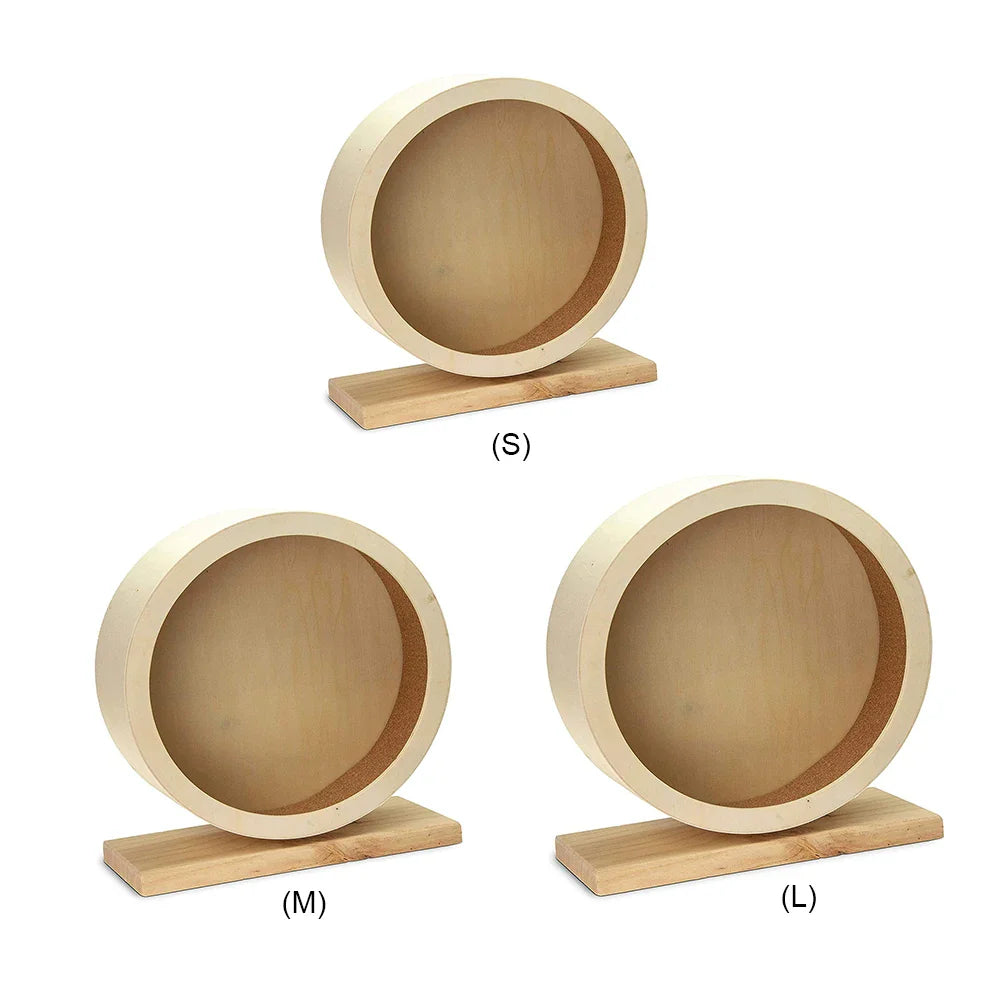 Natural Wood Silent Running Toy Hamster Roller Wheel  Exercise Cage Small Pet Sports Wheel Pet Toy for Hamsters Mice