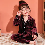 Autumn Winter Children Velour Pajamas Set Teen Warm Velvet Sleepwear Girls Loungewear Kids long sleeved Pijamas Homewear suit re