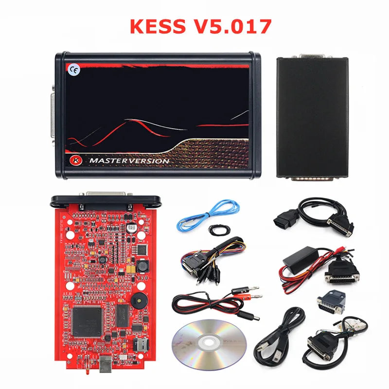 Online 2.80 EU Red Kess V5.017 OBD2 Manager Remap Kit KTAG V7.020 4 LED BDM Frame 22pcs Adapters K-TAG 2.25 ECU Flash Tool