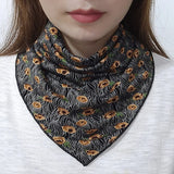 Korean Floral Print Button Bib Protect Cervical Spine Triangle Headkerchief Summer Woman Fake Collar Neck Guard Silk Scarf T76