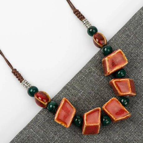 Colorful Irregular shape Ceramic Beads Neckalce artware Antique wholesale Necklaces & Pendants For women #FY567