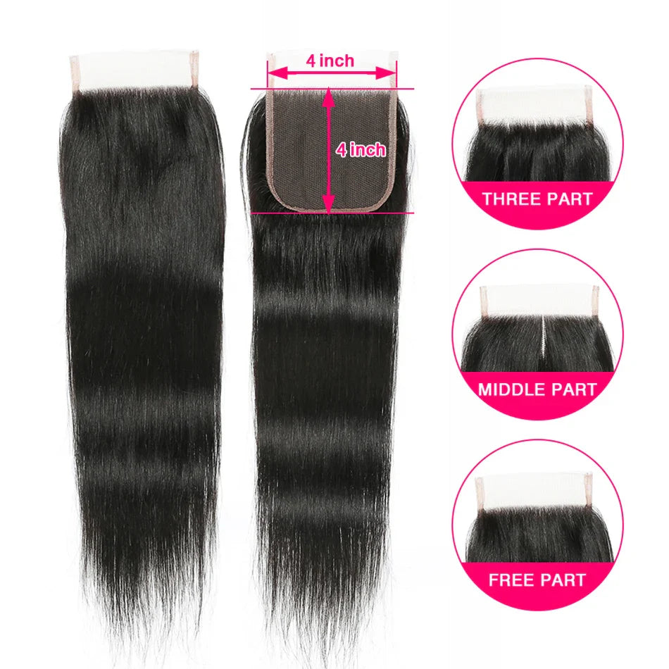 ShineFull hair Straight closure Indian hair 4x4 lace closure HD closure 5x5 Hair closure only Natural color 8''-22'' Baby hair