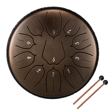 6 inch 11-Tone Steel Tongue Drum D-Key Hand Pan Drums with Drumsticks & 3 inch 6-Tone Percussion Music Instrument Drum Accessory