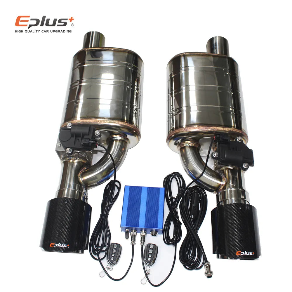 EPLUS 1 Pair 2pcs Car Exhaust System Electric Valve Control Exhaust Pipe Kit Adjustable Valve Angle Silencer Stainless Universal