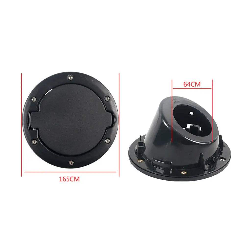 Fuel Tank Cap Cover Auto Car Aluminum Alloy ABS Fuel Door Gas Lid Tank Cap Cover Black for Jeep Wrangler JK JKU 2007-2018