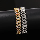 UWIN 12mm Bling S-Link Miami Cuban Bracelets Gold Color Full Iced Rhinestones Hiphop Mens Bracelet Fashion Jewelry