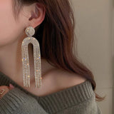 Fashion Statement Earring Long Full Rhinestone Big Earrings For Women Euorpe Evening Party Crystal Tassel Earings Wholesale