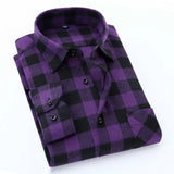 Quality Flannel Plaid Men Shirt Cotton Spring Autumn Casual Long Sleeve Dress Shirts Soft Comfort Slim Fit Button Down Clothes