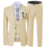 New Men's White Suit 3 Pieces Spotted Notch Lapel Slim Fit Double Breasted Vest Tuxedos Groomsmen For Wedding(Blazer+vest+Pants)