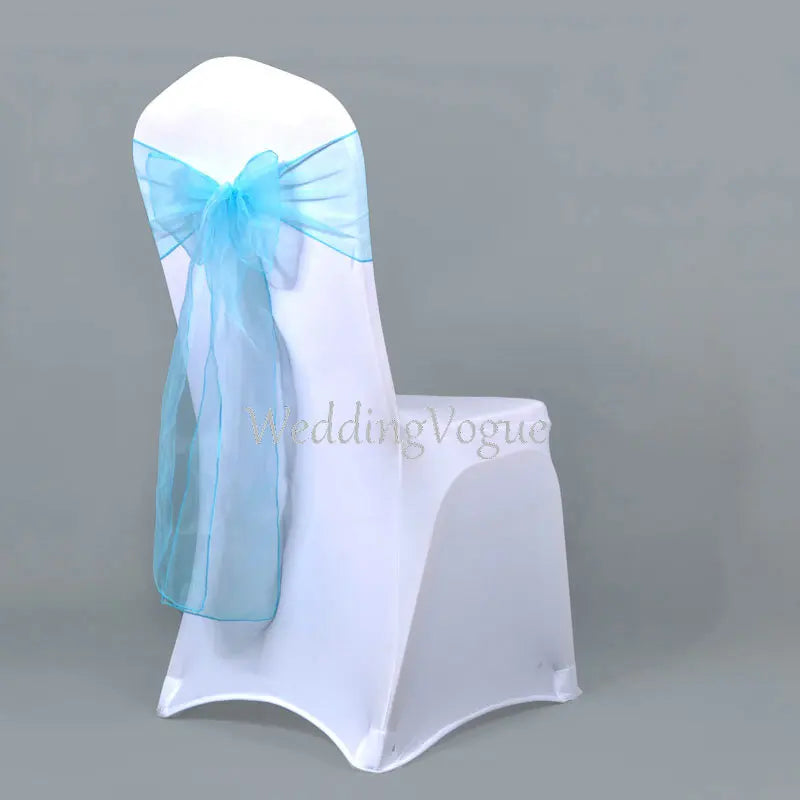 25pcs Sheer Organza Chair Sashes Bow Cover Band Bridal Shower Chair Design Wedding Party Banquet Decoration