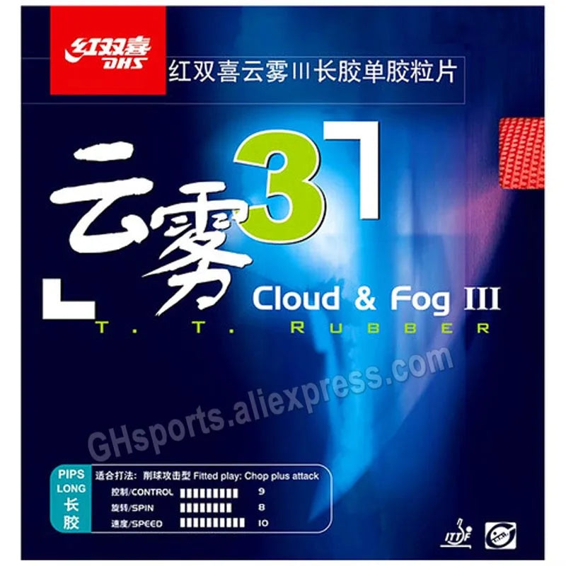 DHS Cloud & Fog 3 / III Table Tennis Rubber Pips-long Chop Offensive Cloud Fog Original DHS Ping Pong Topsheet OX / Sponge