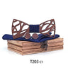 Fashion Hollow Carved Wooden Bow Tie Navy Blue Solid Handmade Wood Bowtie Suit Mens Wedding Gravate Cufflinks Sets Accessories