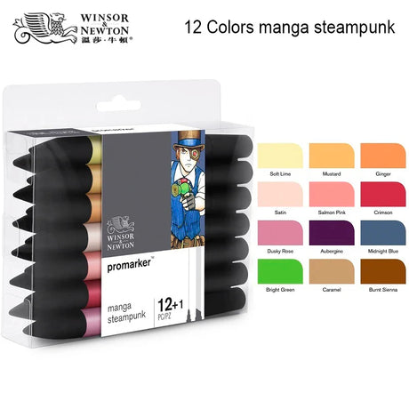 WINSOR&NEWTON 6/12 Colors  ProMarkers  Alcohol base ink Twin tips Professional Art Marker Pen Drawing  Supplies