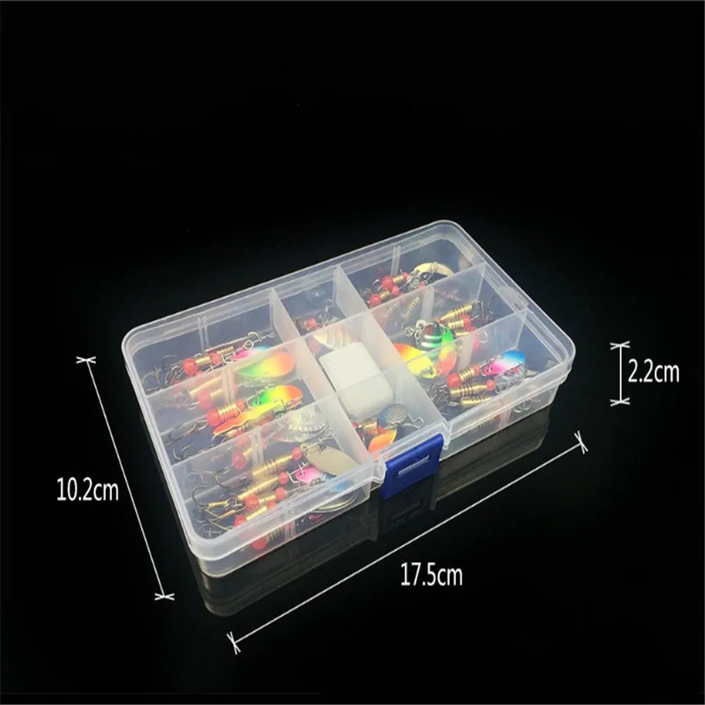 30pcs/10pcs Boxed Rotating Spoon Kit Lure Fishing Lures Artificial Baits Metal Fish Hooks Bass Trout Perch Pike Rotating Sequins