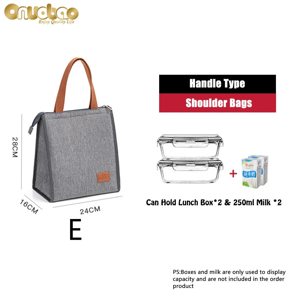 Thermal Lunch Bag for Men&Women Gray Oxford Cloth Aluminum Foil Insulation Shoulder Bag Waterproof Picnic cooler Bag