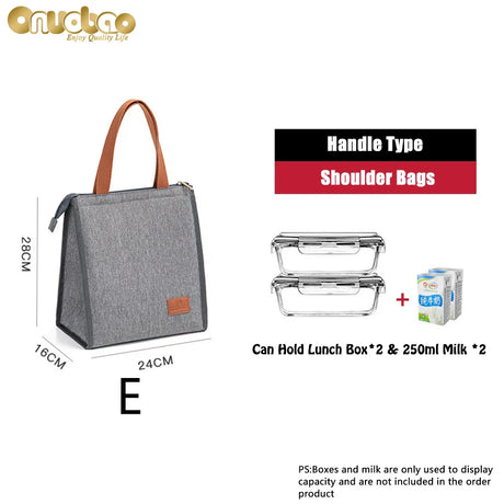 Thermal Lunch Bag for Men&Women Gray Oxford Cloth Aluminum Foil Insulation Shoulder Bag Waterproof Picnic cooler Bag