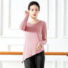 Womens Round Neck Finger Sleeve Modern Dance Wear Modal Yoga Practice Dress Side Lacing Classical Dance Top Blouse Plus Size 4XL