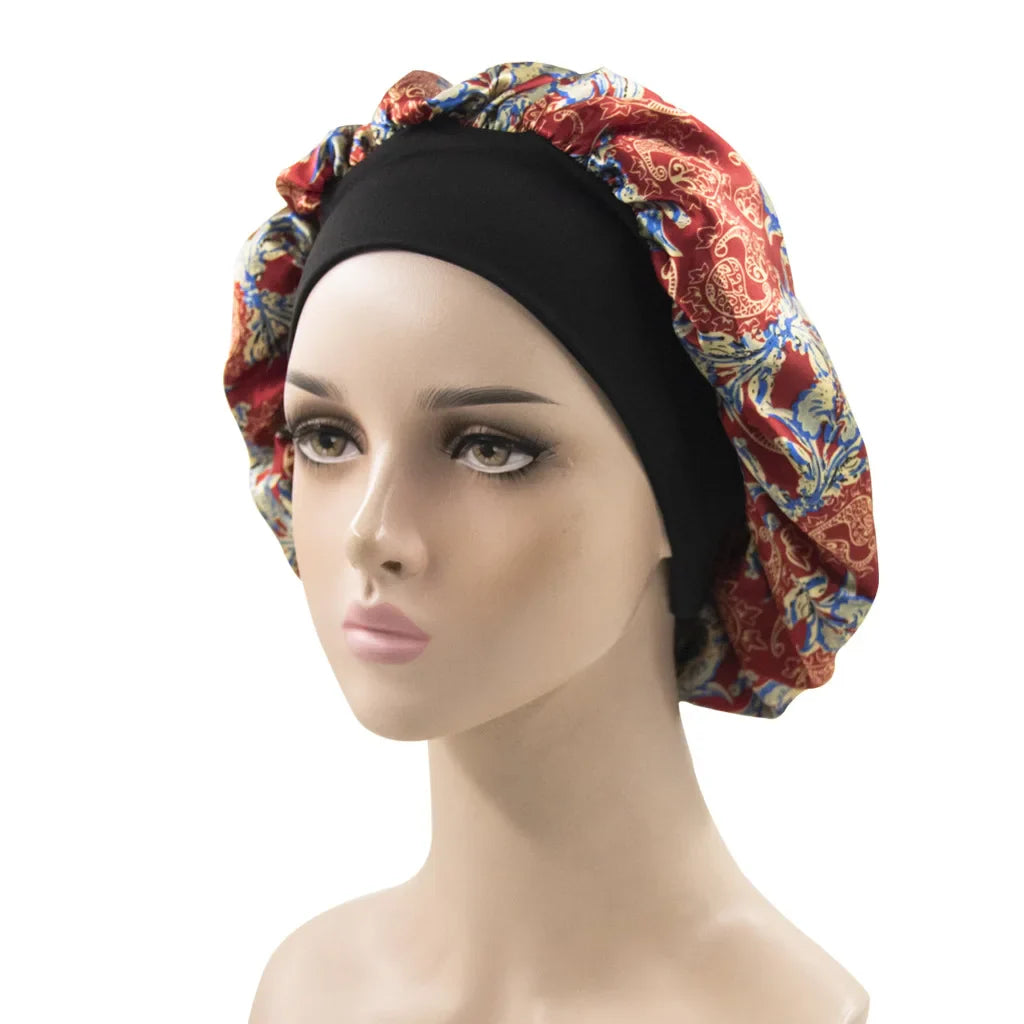 A New Set of Head Cap Multicolor Printing Nightcap Fashion Street Snap African Pattern Turbante Tissus en Soie