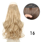 Hair Extensions No Clips Synthetic Fake Hair Ombre Pink Blonde Brown Black Natural Wavy Curly False Hair Piece For Woman