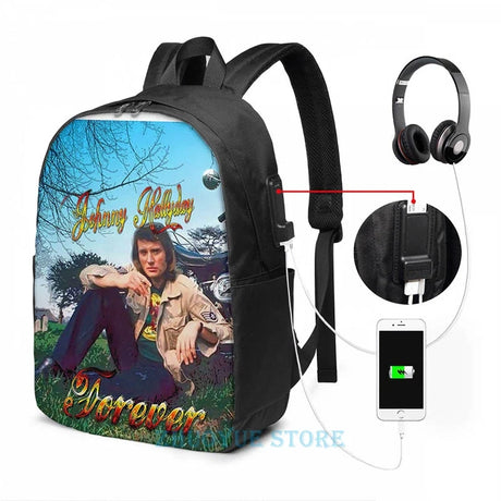 Funny Graphic print Johnny Hallyday Forever USB Charge Backpack men School bags Women bag Travel laptop bag