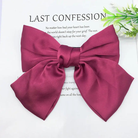 Fashion Ribbon Hairgrips Big Large Bow Hairpin For Women Girls Satin Trendy Ladies Hair Clip New Cute Barrette Hair Accessories