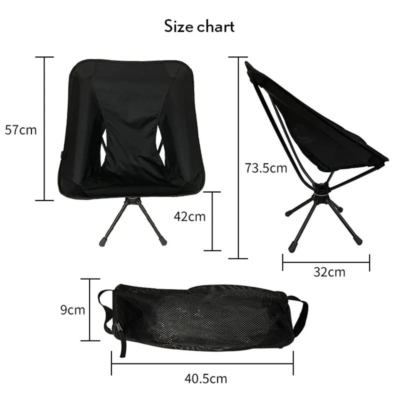 Camping Swivel Chair 360 Degree Swivel Chair Outdoor Leisure Picnic Chair Field Fishing Chair Portable Moon Chair