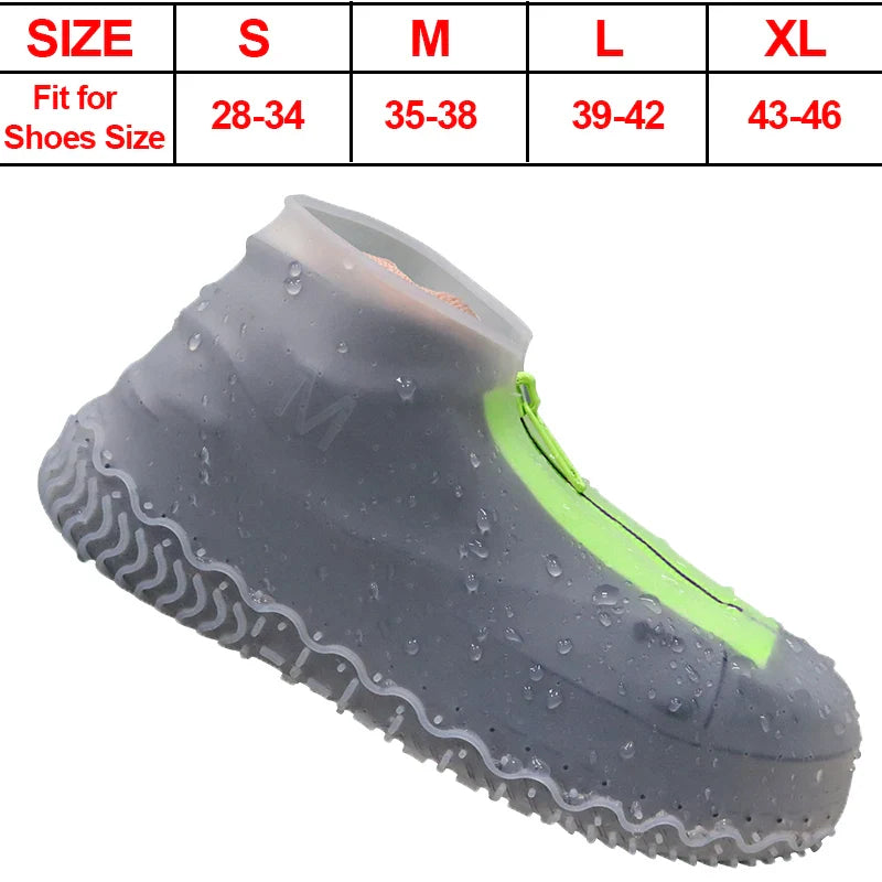 FamtiYaa Waterproof Shoe Cover Silicone Overshoes with Zipper Non-Slip Reusable Protection Rain Shoes Boots for Women Men 2022