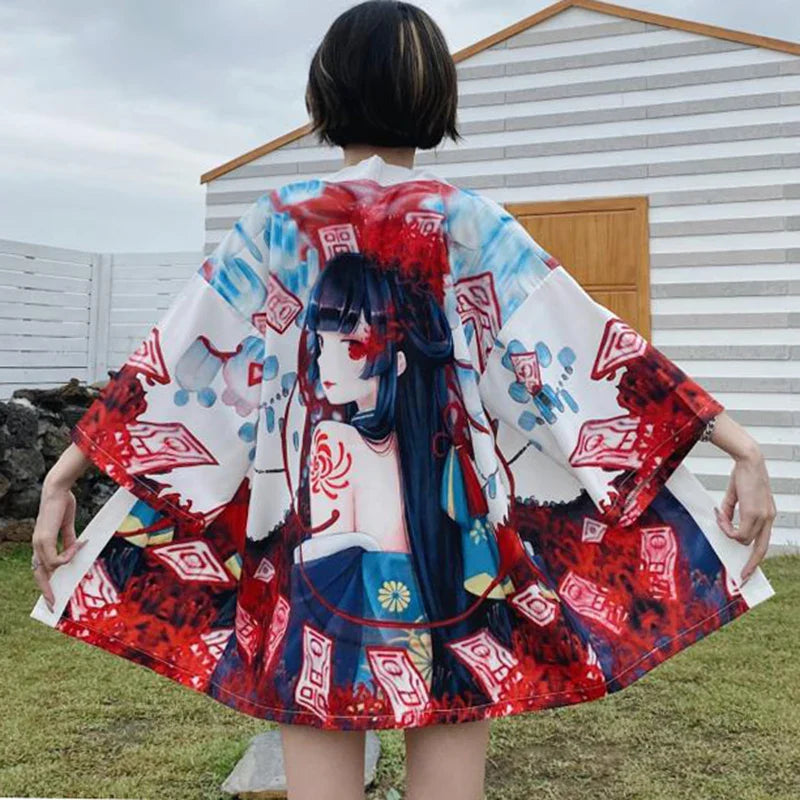 Japanese Kimono Traditional Clothing Crane Carp Anime Kimono Dress Shirts Women Samurai Haori Hombre Yukata Man Cardigan Shirt