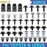 50pcs Car Engine Under Body Cover Clips For Toyota Lexus Bumper Fender Trim Mudguard Splash Shield Screws Rivet Auto Fitting Kit