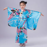 Children Kimono Traditional Japanese Style Peacock Yukata Dress for Girl Kid Cosplay Japan Haori Costume Asian Clothes