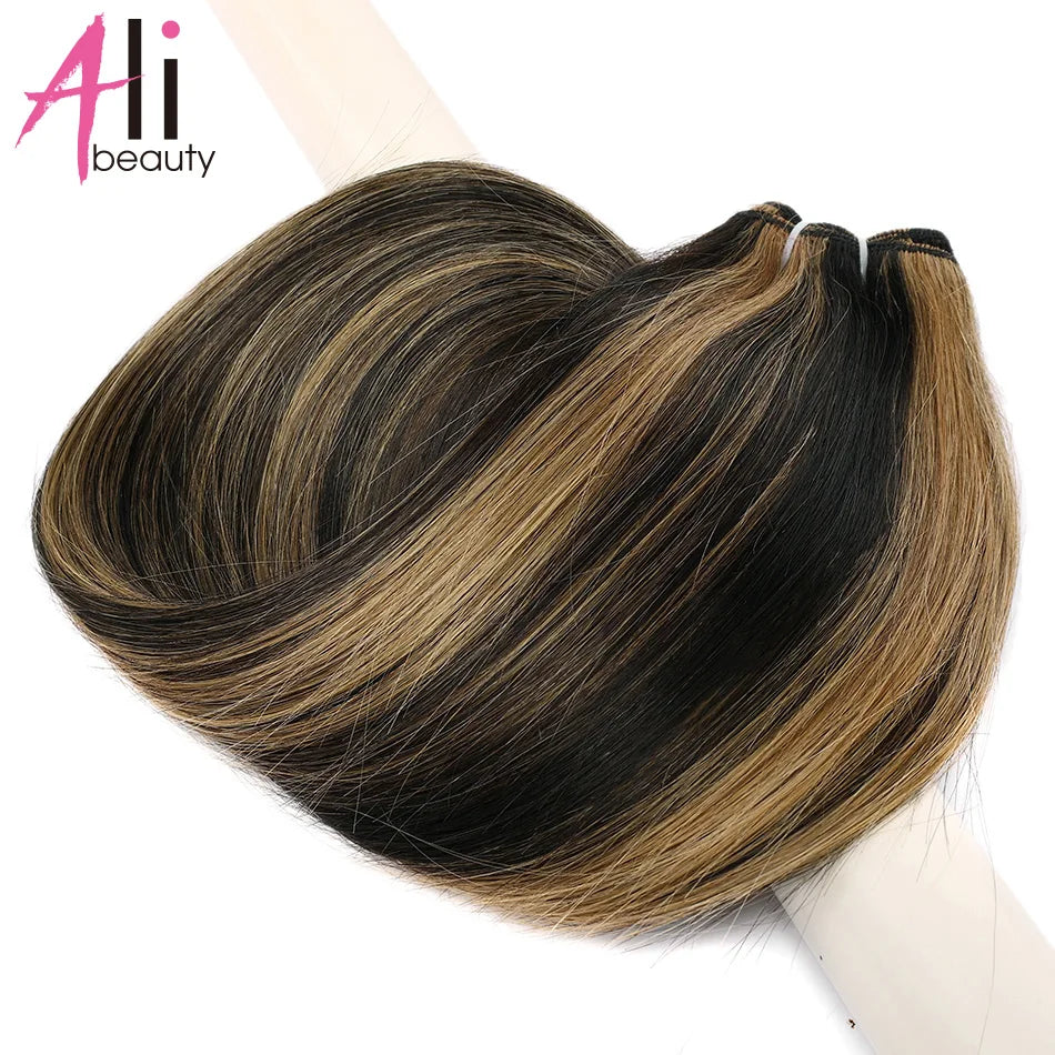 Straight Blonde Human Hair Weave Brazilian Remy Human Hair Weft Extensions 18-28" Highlight Ombre Human Hair Weft #613