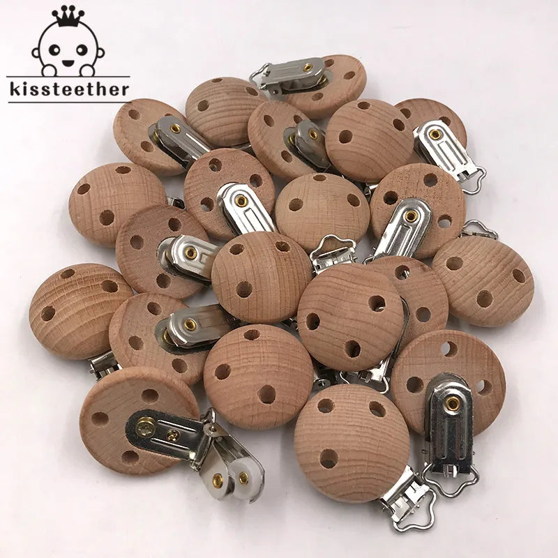 20pcs Wooden Pacifier Clip Nursing Accessories Beech  s Chewable Teething Diy Dummy  Chains Baby Teether