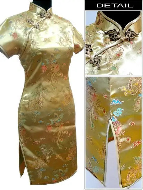 Vintage Chinese style Mini Cheongsam New Arrival Women's Satin Qipao Red Summer Sexy Party Dress Mujer Vestidos S-6XL