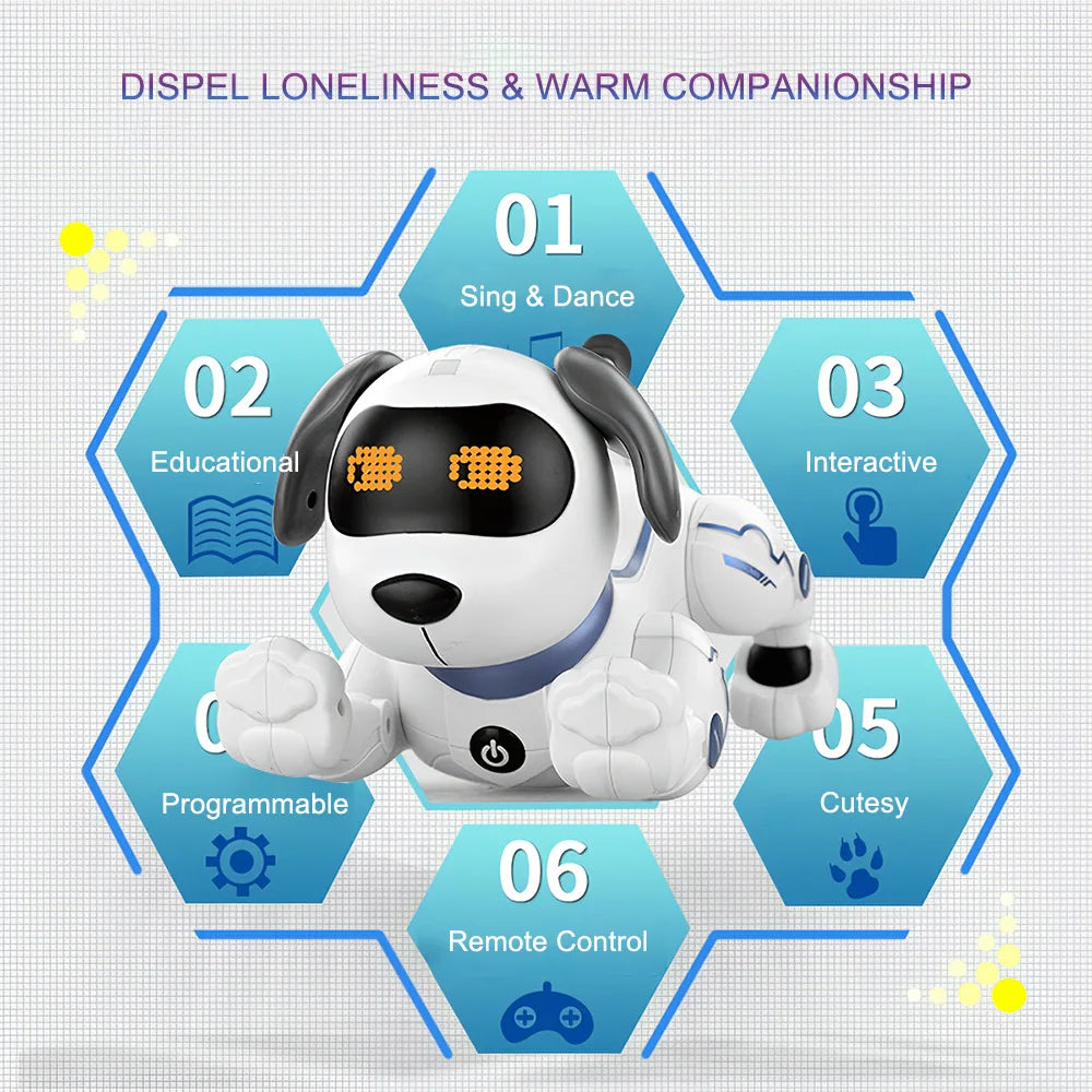 LE NENG TOYS K16A Electronic Animal Pets RC Robot Dog Voice Remote Control Toys Music Song Toy for Kids RC Toys Birthday Gift