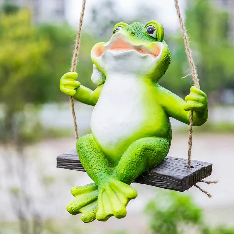 Creative Cute Frogs Cat Dog Resin Lying Santa Claus Statue Garden Hang On Tree Decorative Pendant Indoor Outdoor Decor Ornament