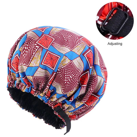 Oversize Africa Print Invisible Adjustable Round Hat Satin Lined nightcap hair cap Beauty Salon Hair Cap Women Hair Accessories