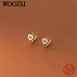 WOOZU 925 Sterling Silver INS Minimalism Sweet Love Heart CZ Zircon Hoop Earrings For Women Girl Small Ear Buckle Jewelry Gift