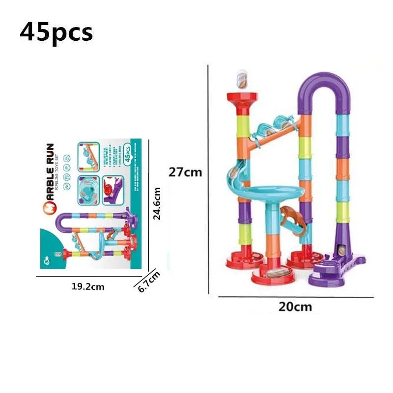 DIY Construction Marble Run Race Track Building Blocks Kids 3D Maze Ball Roll Toys Children Christmas Gift 45/93/113/142pcs Set