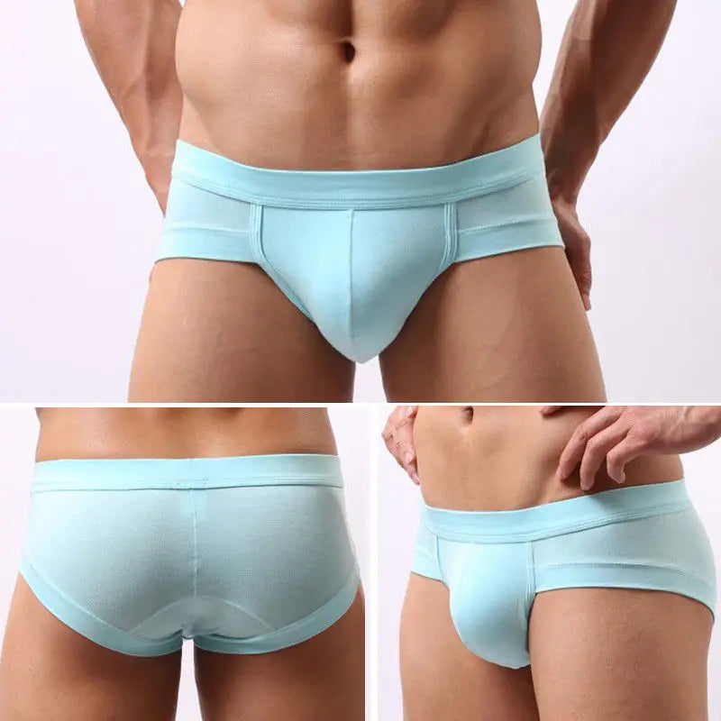 Hirigin New Fashion Pure Cotton Men Sexy Bulge Briefs Solid Color Mid Waist Boxer Triangle Trunks Casual Breathable Underpants