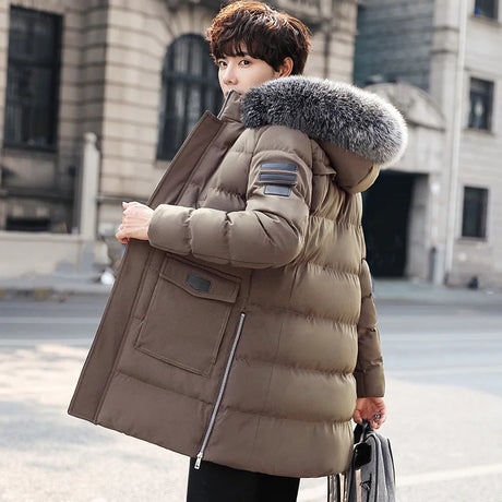 Jacket Winter Men Clothing Streetwear Down Cotton Coat Man Thick Warm Big Fur Hooded Parkas Ropa De Hombre Hiver 669999