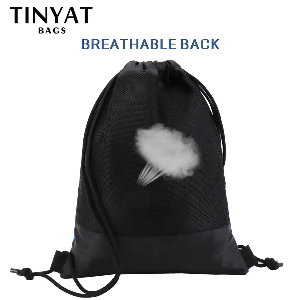 TINYAT Drawstring Pocket Bag Sports Waterproof Backpack black sport backpack for men women Lightweight 0.15kg